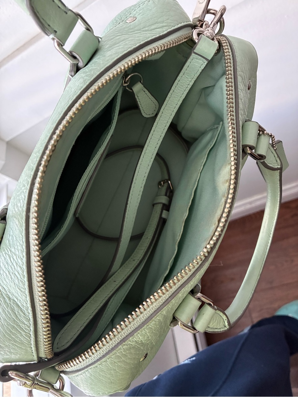 Coach Seafoam Green Leather Rowan Satchel with Removable Strap - Picture 4 of 4